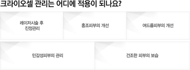 Cryocell(크라이오셀)은 어디에 적용이 되나요?